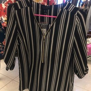Black and white striped blouse size small